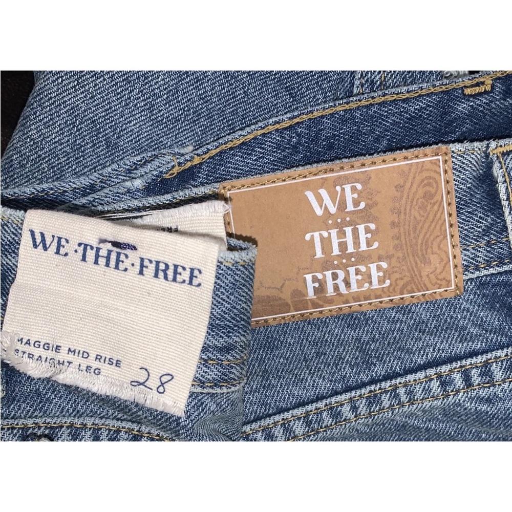 Free People Maggie Mid-Rise Straight-Leg Cropped Jeans Blue NWT - Picture 8 of 13